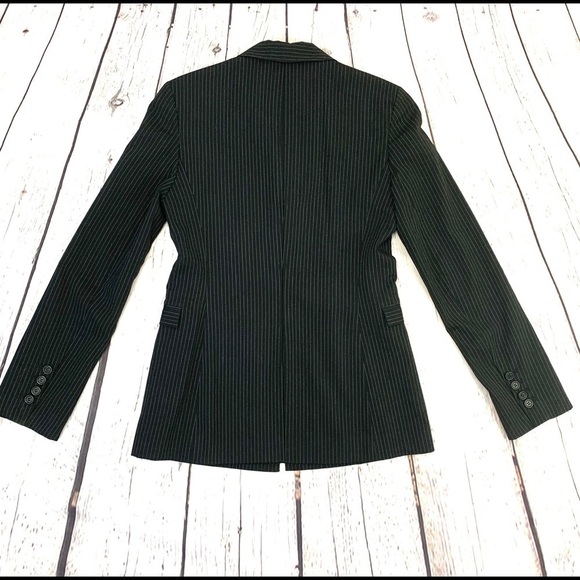 BCBG MAX AZRIA BLACK PINSTRIPE BLAZER JACKET SZ 2 - Picture 3 of 6